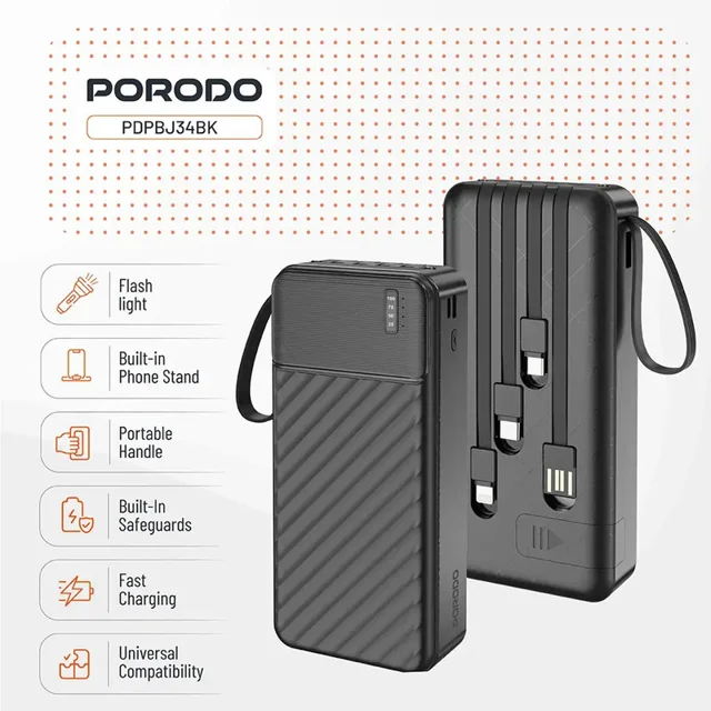 پاوربانک 10.5 وات پرودو مدل Piano PDPBJ34BK ظرفیت 20000 میلیآمپرساعت 101527756